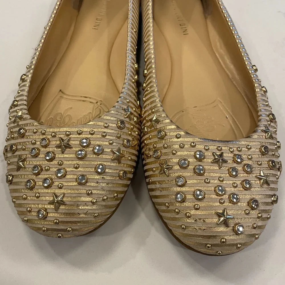 Gianni Bini Gold Striped Jeweled Flats - Picture 3 of 4